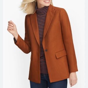 Talbots Brown Jacket Blazer 8 Textured Wool Blend NWT Office Tailored Old Money